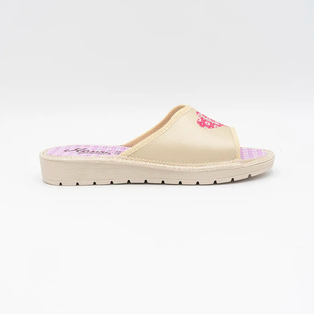 Ciabatte in tessuto Beige DOUBLE HEART