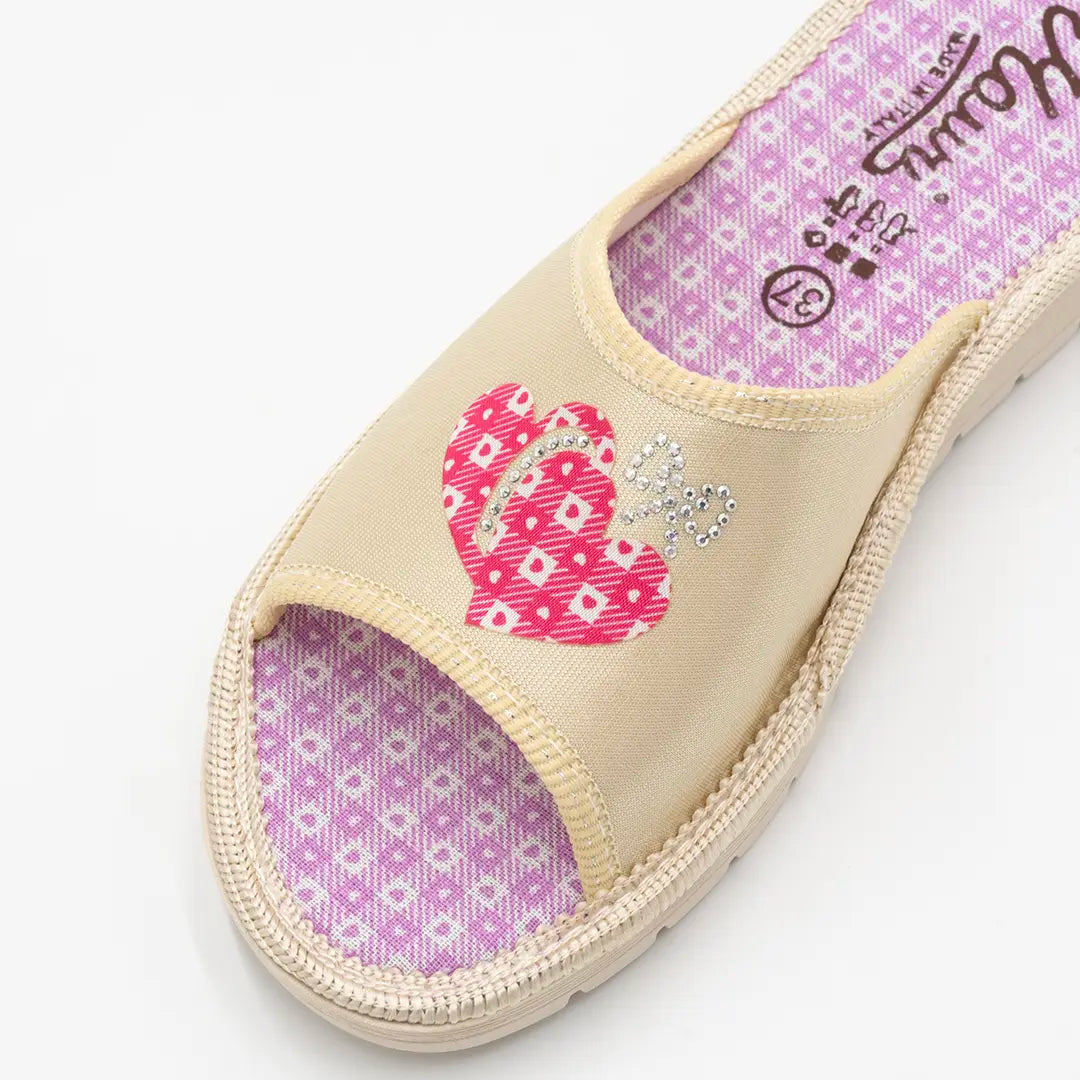 Ciabatte in tessuto Beige DOUBLE HEART