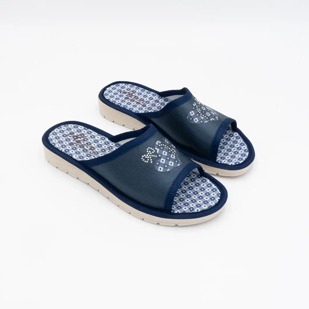 Ciabatte in tessuto Blu Navy DOUBLE HEART