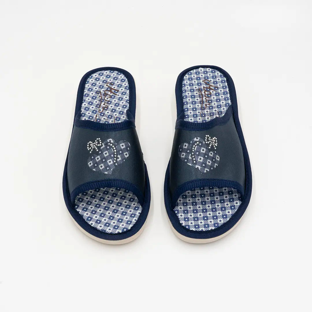 Ciabatte in tessuto Blu Navy DOUBLE HEART