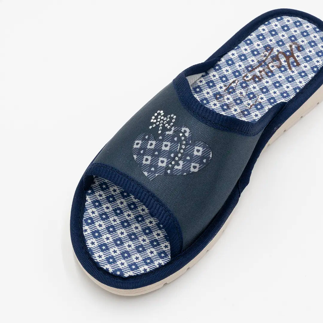 Ciabatte in tessuto Blu Navy DOUBLE HEART