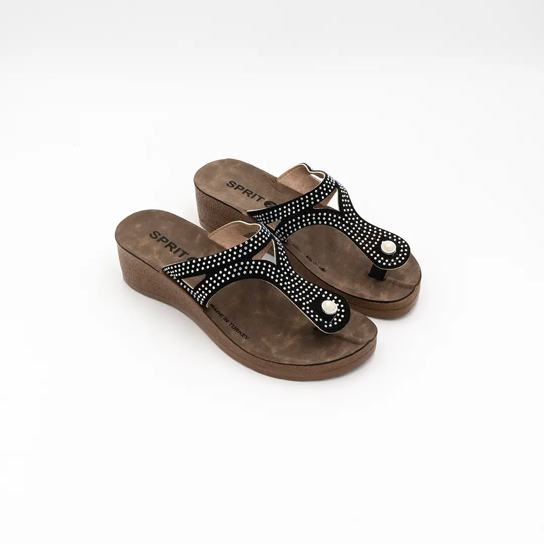 Ciabatte Infradito Con Brillantini Nere MARGÒ