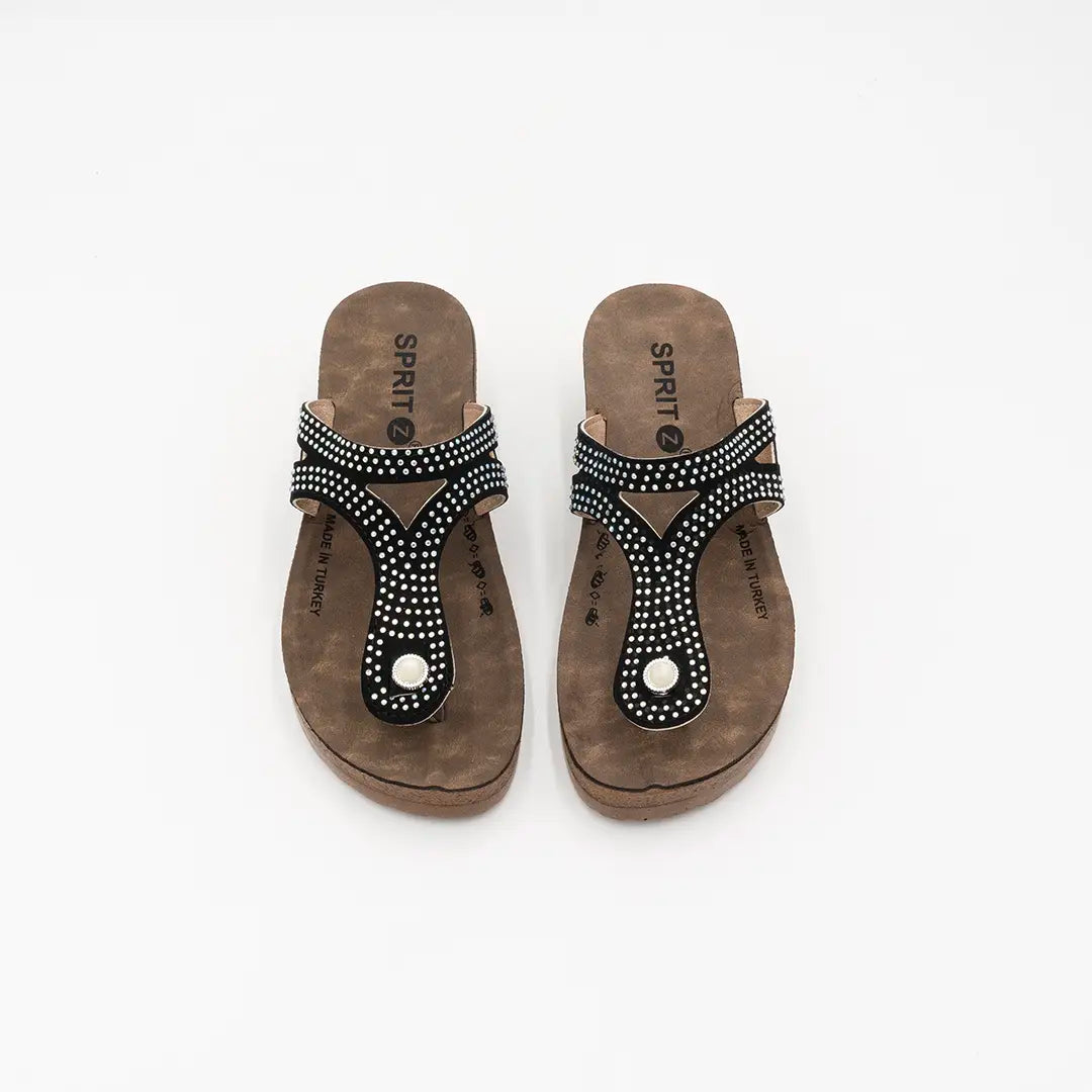 Ciabatte Infradito Con Brillantini Nere MARGÒ