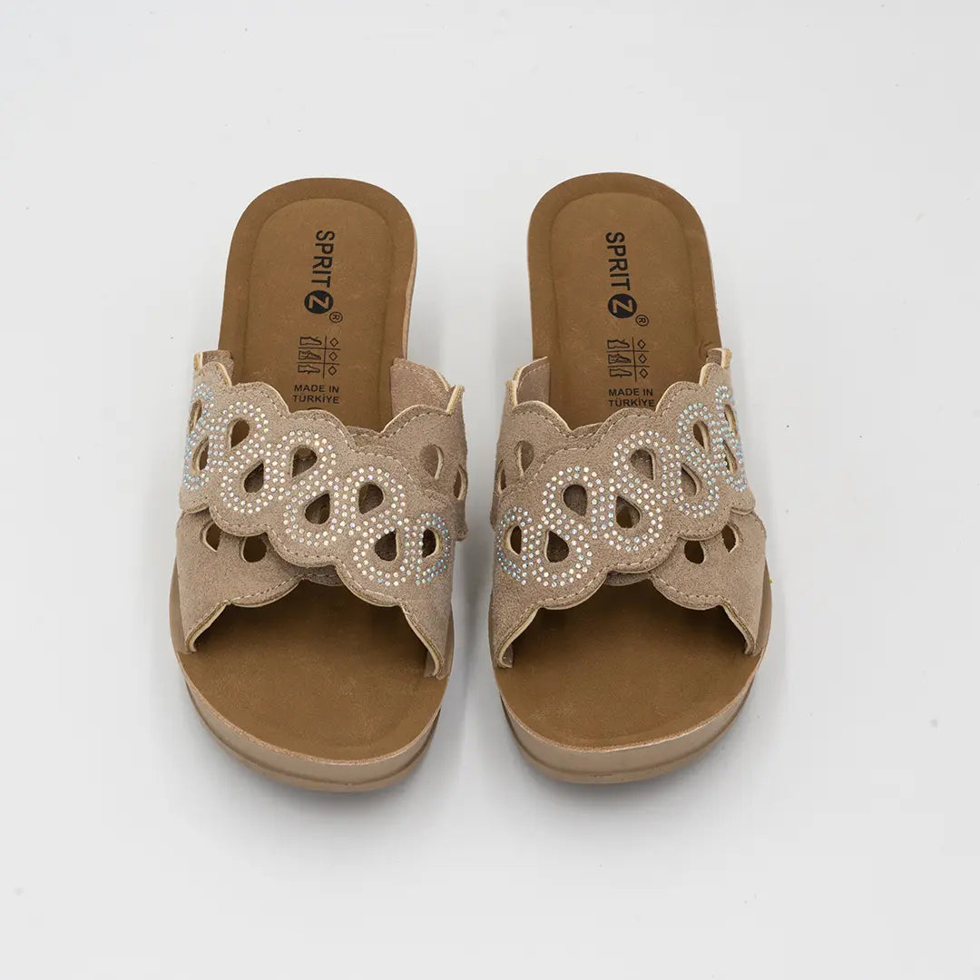 Ciabatte Con Doppia Fascia Beige OLLY 2607