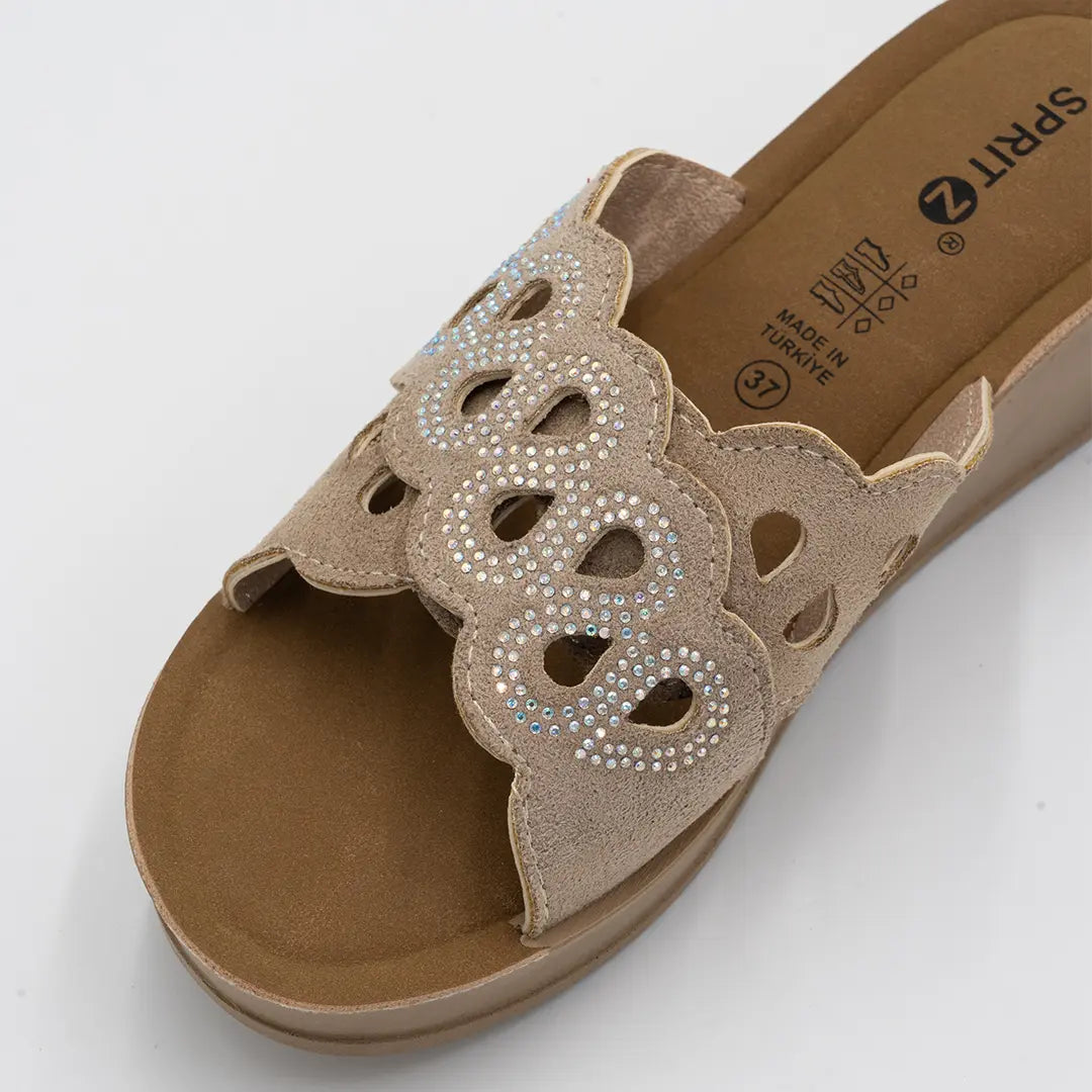 Ciabatte Con Doppia Fascia Beige OLLY 2607