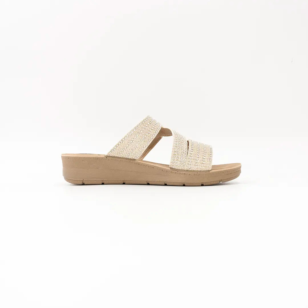 Ciabatte Con Brillantini Beige FIONA 2804