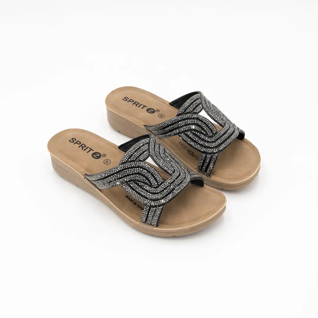 Ciabatte Con Brillantini Nere SHINY