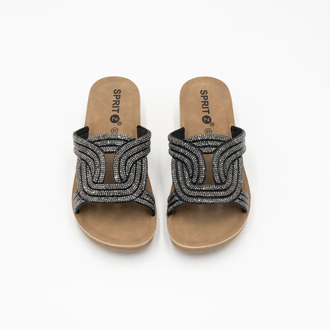 Ciabatte Con Brillantini Nere SHINY