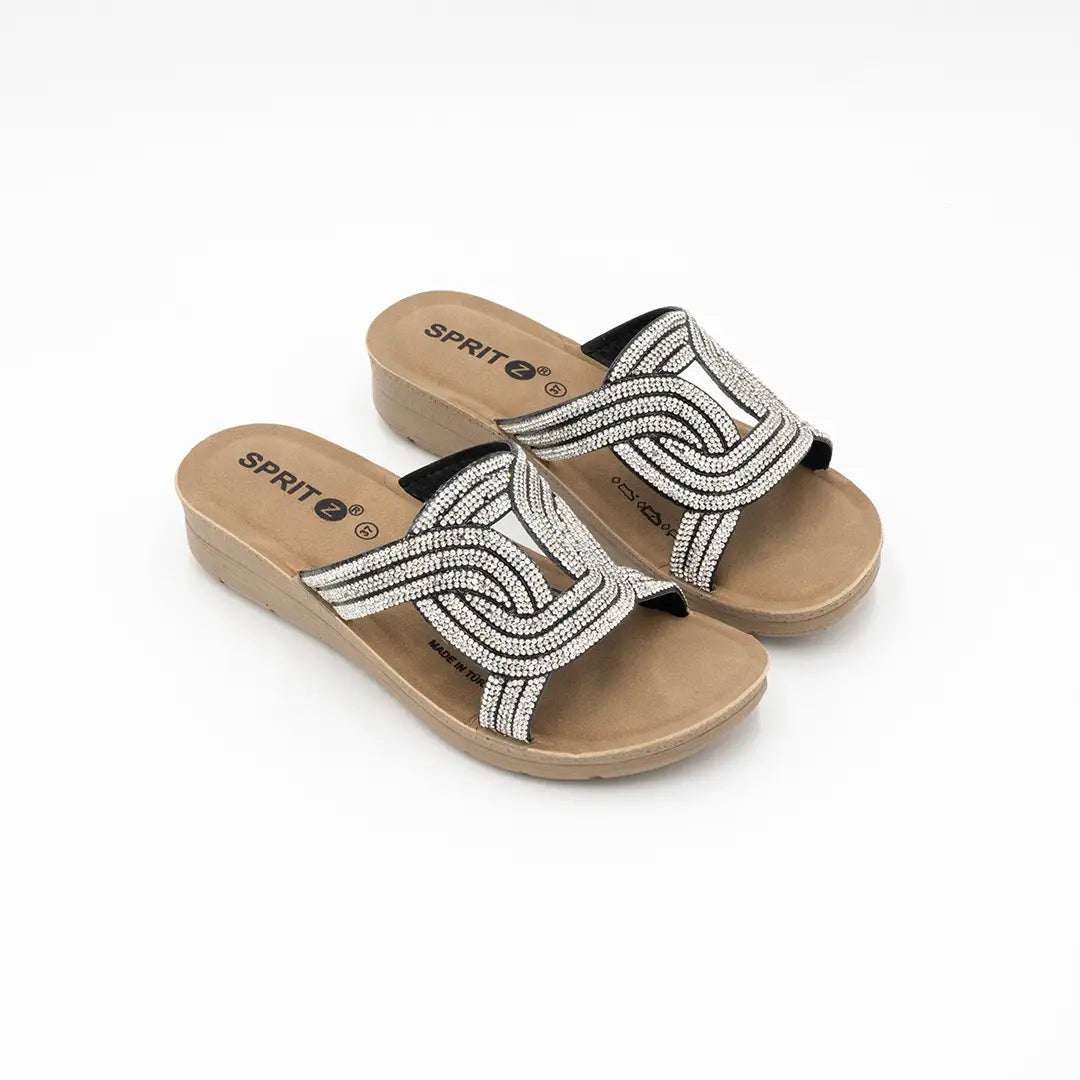 Ciabatte Con Brillantini Argento SHINY