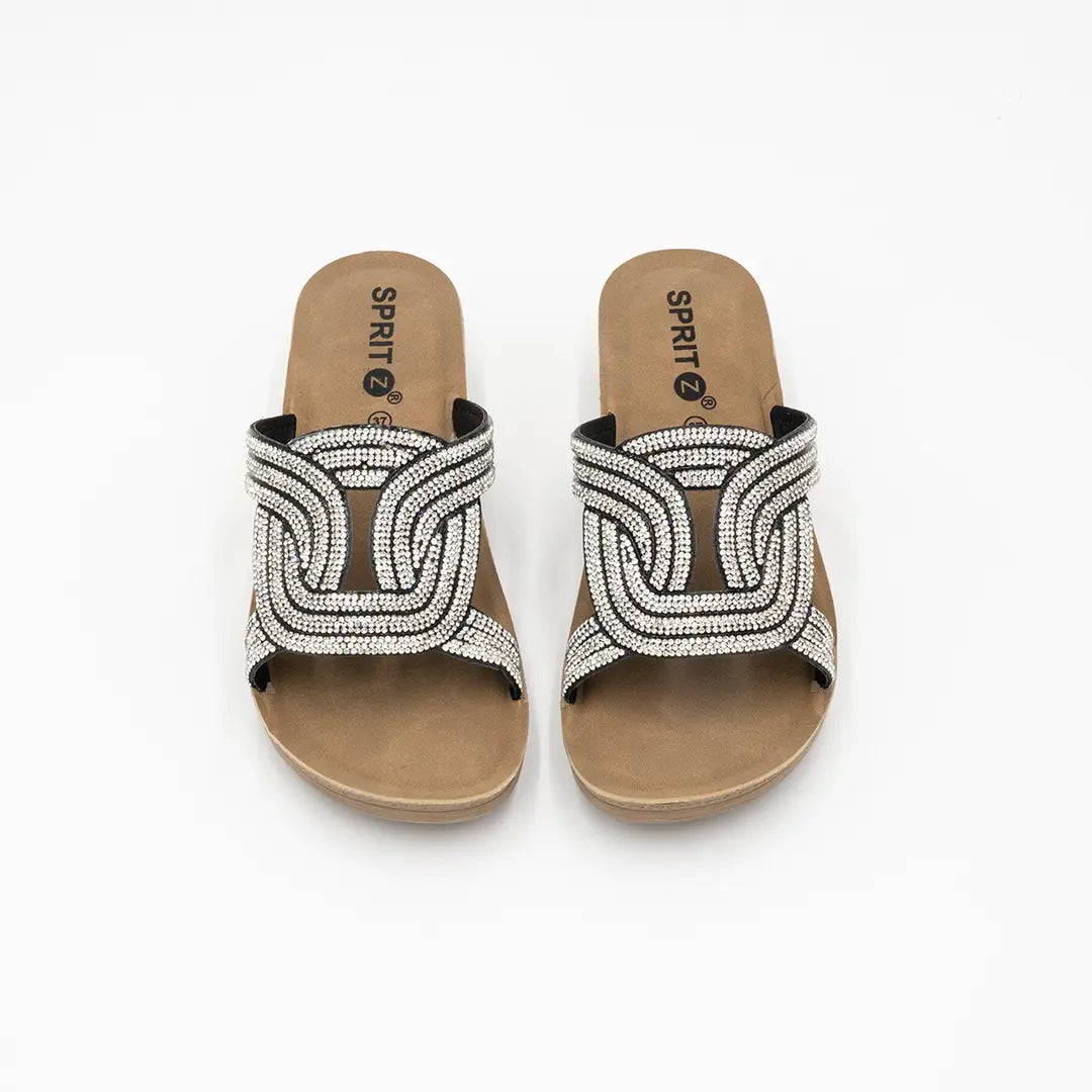 Ciabatte Con Brillantini Argento SHINY