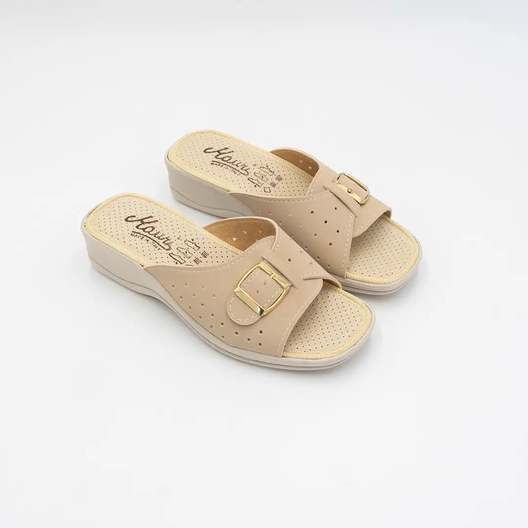 Ciabatte Con Fibbia Regolabile Beige ISABELLE