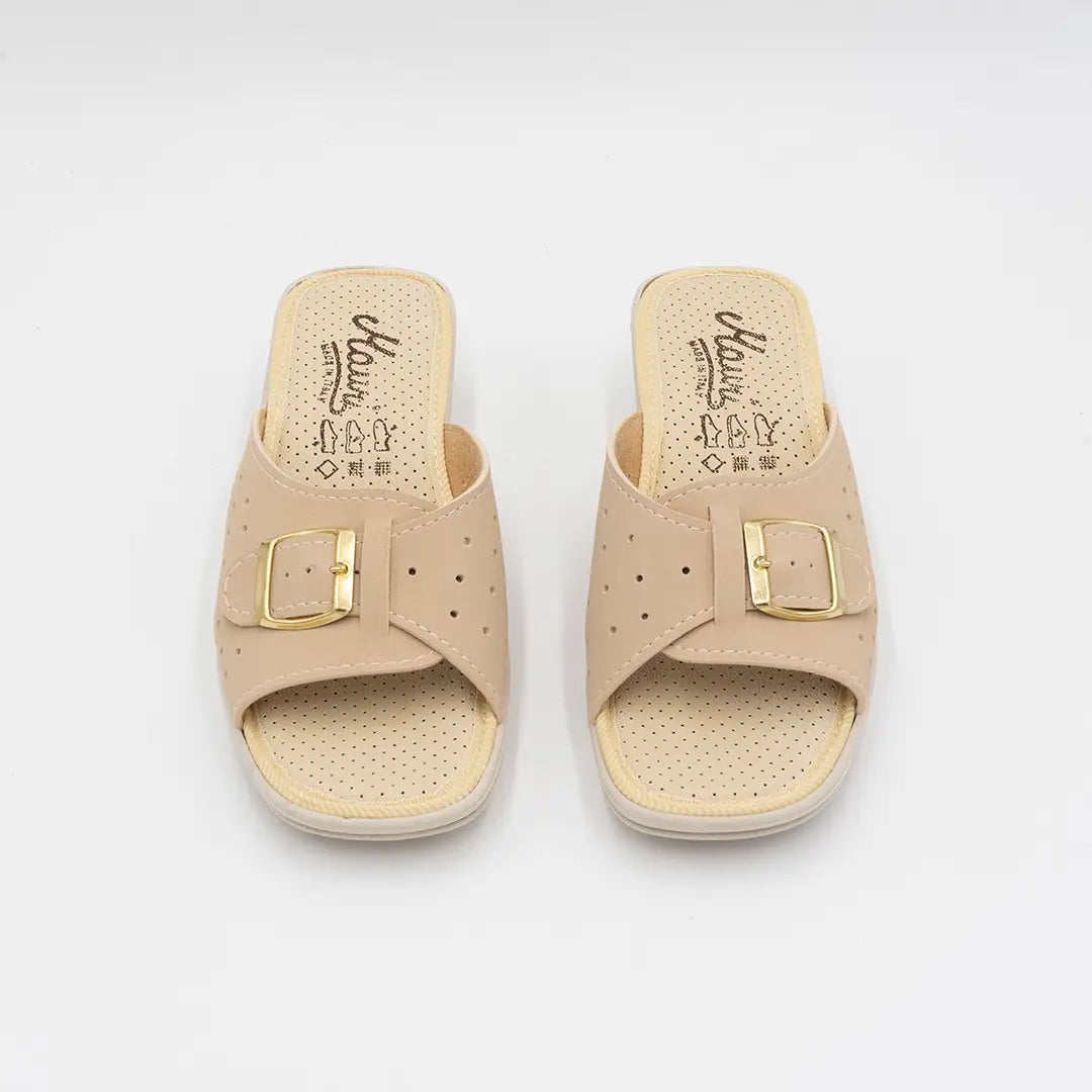 Ciabatte Con Fibbia Regolabile Beige ISABELLE