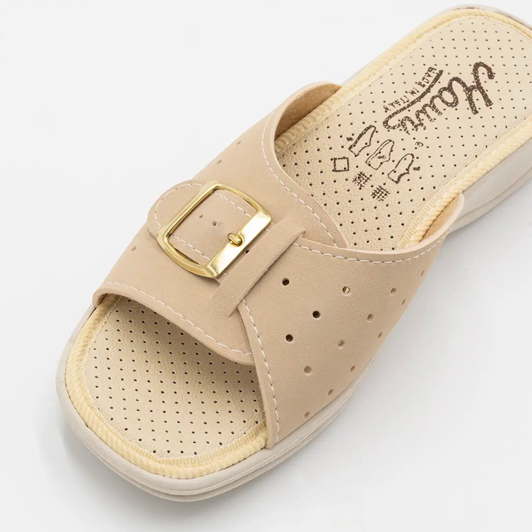 Ciabatte Con Fibbia Regolabile Beige ISABELLE