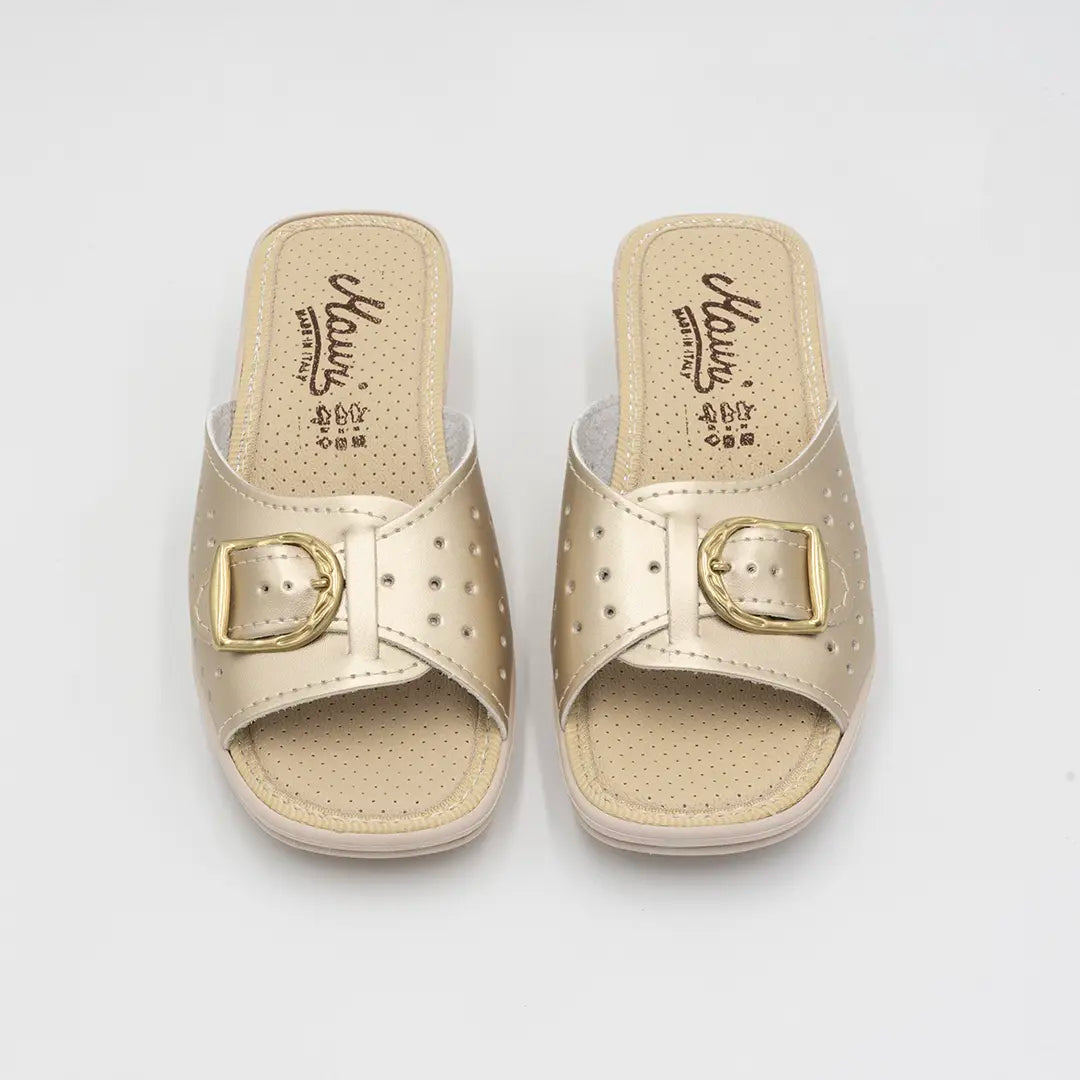 Ciabatte Con Fibbia Regolabile Platino ISABELLE