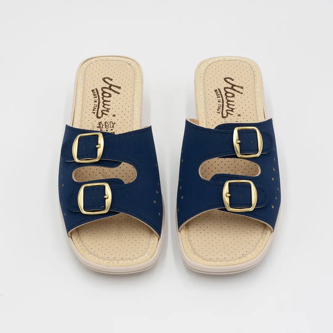 Ciabatte Con Doppia Fibbia Regolabile Blu IDA
