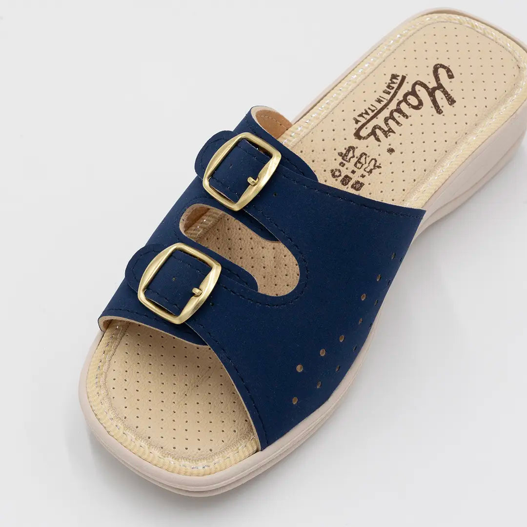 Ciabatte Con Doppia Fibbia Regolabile Blu IDA