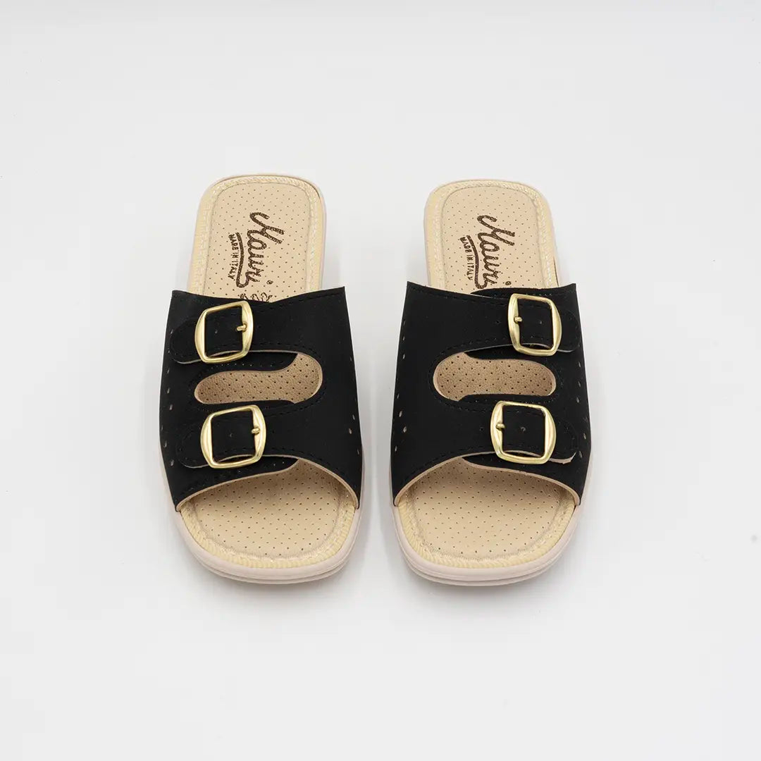 Ciabatte Con Doppia Fibbia Regolabile Nere IDA