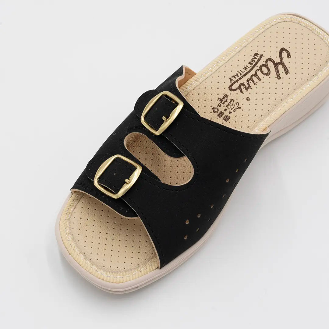 Ciabatte Con Doppia Fibbia Regolabile Nere IDA