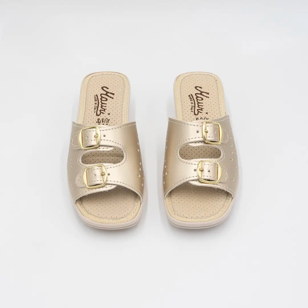 Ciabatte Con Doppia Fibbia Regolabile Platino IDA