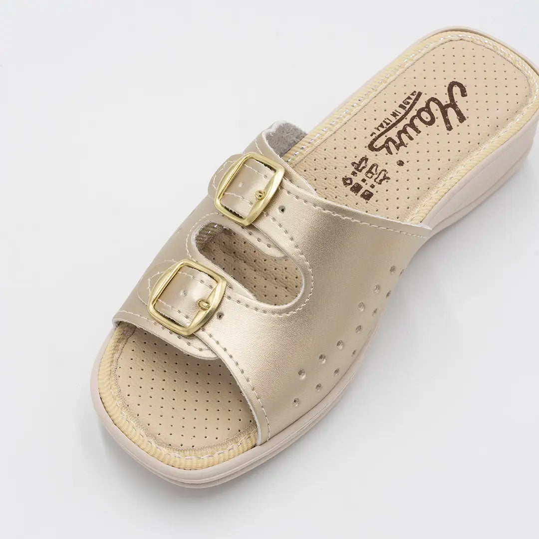 Ciabatte Con Doppia Fibbia Regolabile Platino IDA