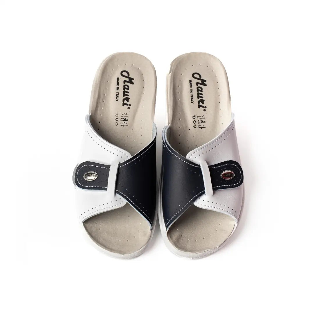 Ciabatte Con Strappo Made in Italy Bianche/Blu ADA