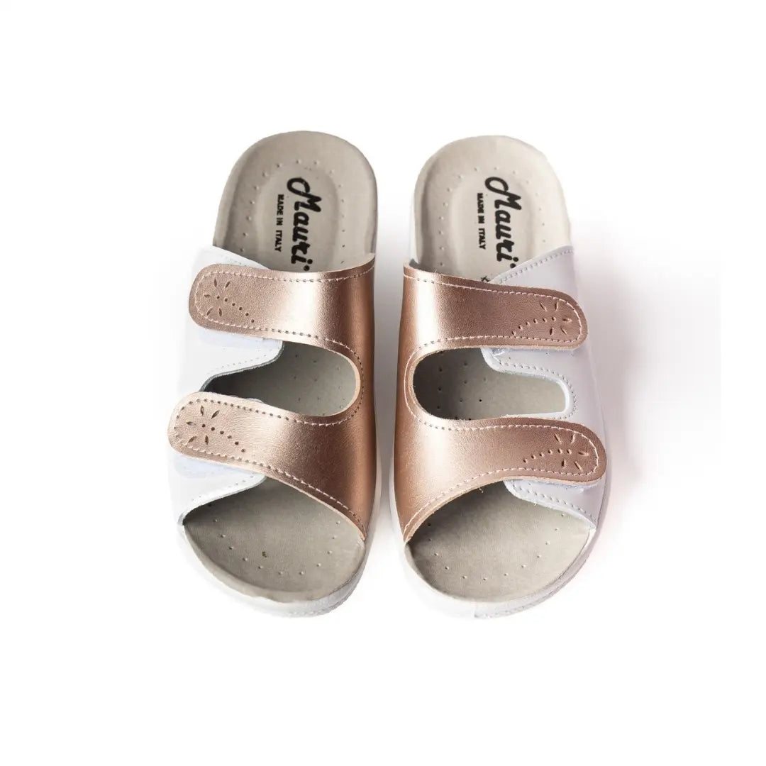 Ciabatte Doppio Strappo Made in Italy Bianche/Bronzo EVA