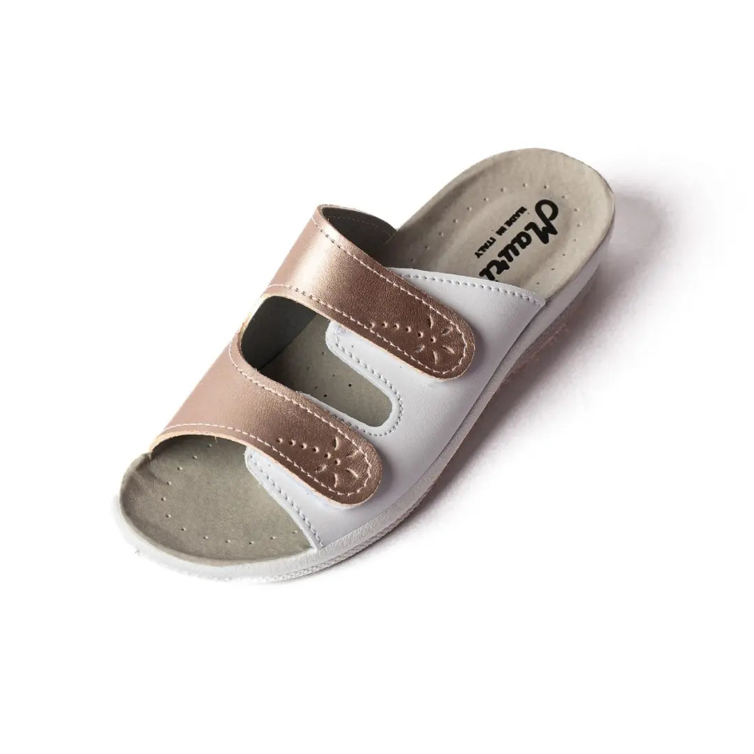 Ciabatte Doppio Strappo Made in Italy Bianche/Bronzo EVA