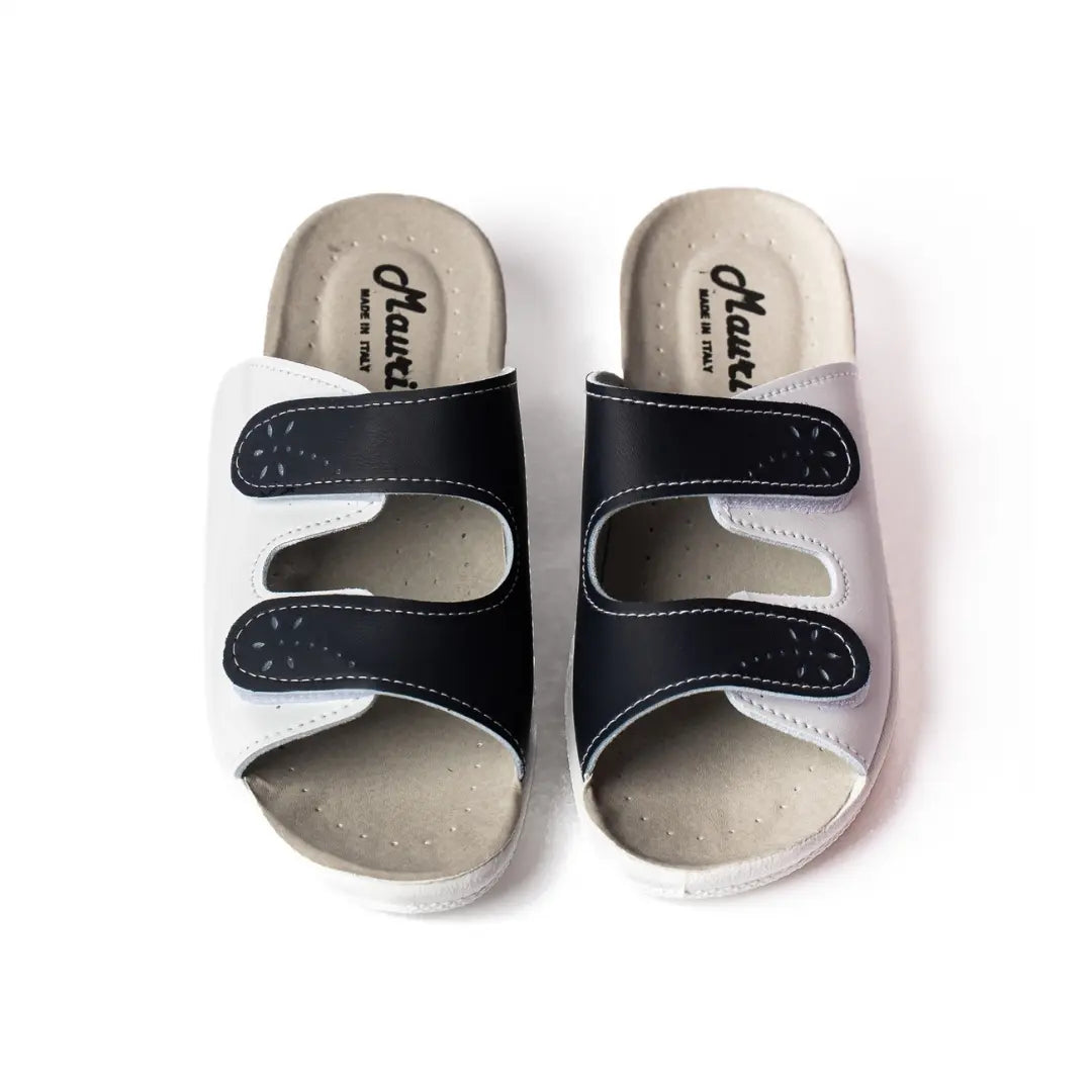 Ciabatte Doppio Strappo Made in Italy Bianche/Blu EVA
