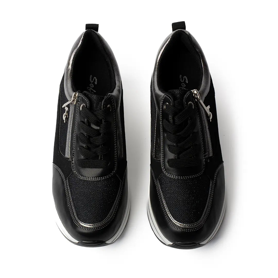 Sneakers Zeppa Alta Nere ROSE