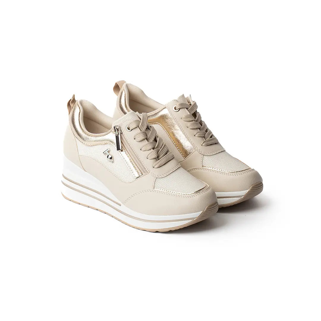 Sneakers Zeppa Alta Beige ROSE
