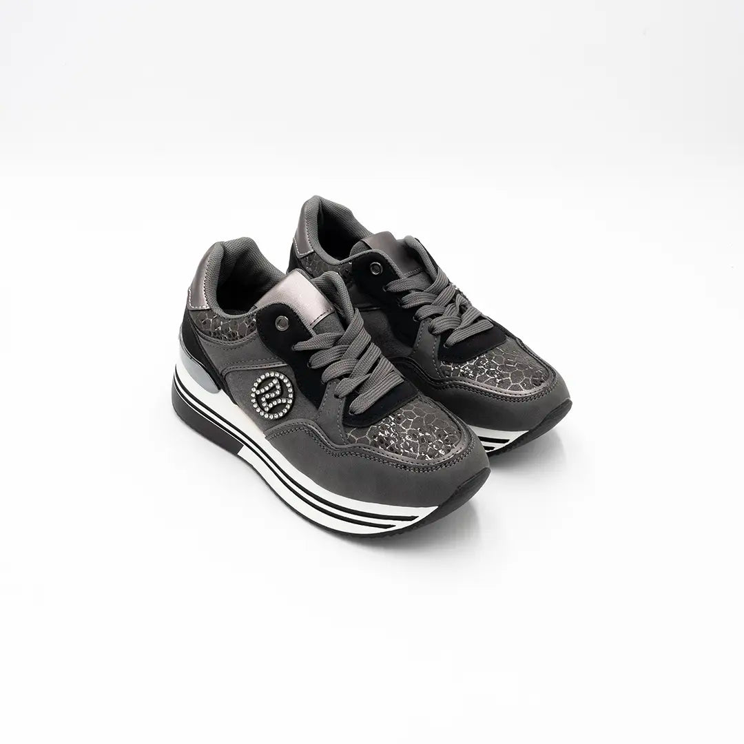 Scarpette Con Suola Alta Animalier Grigie FANNY