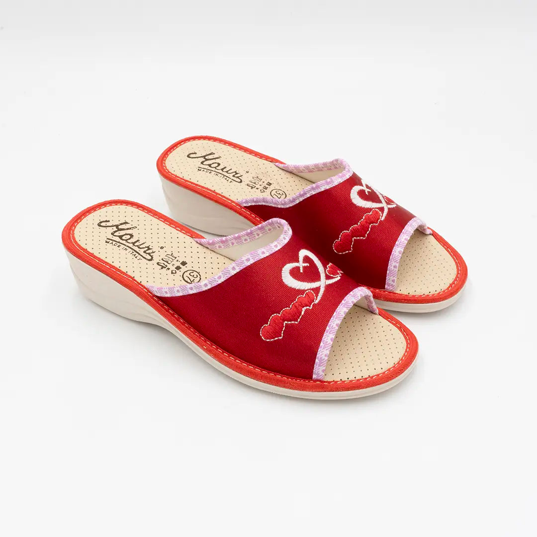 Ciabatte in tessuto Rosse HEARTS