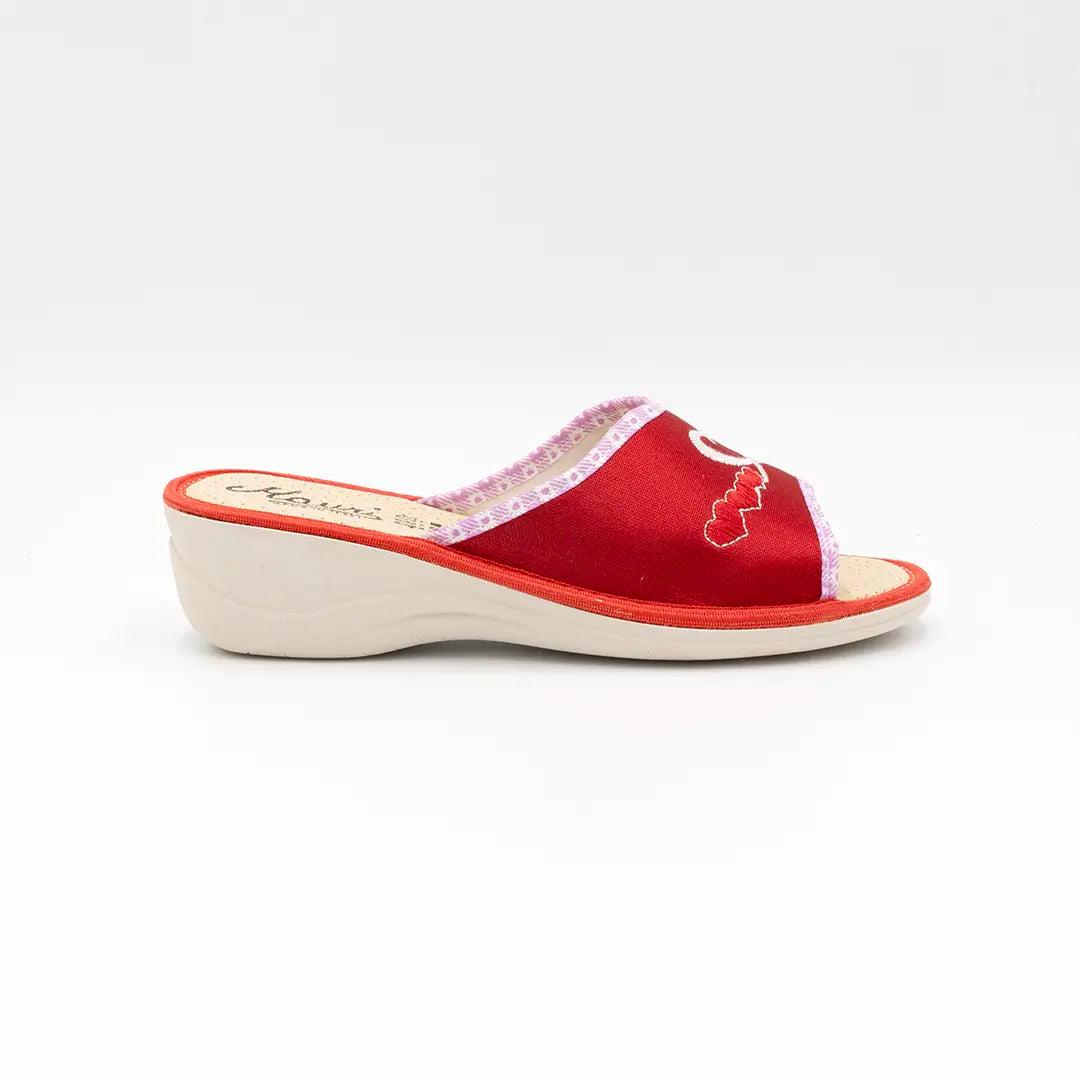 Ciabatte in tessuto Rosse HEARTS