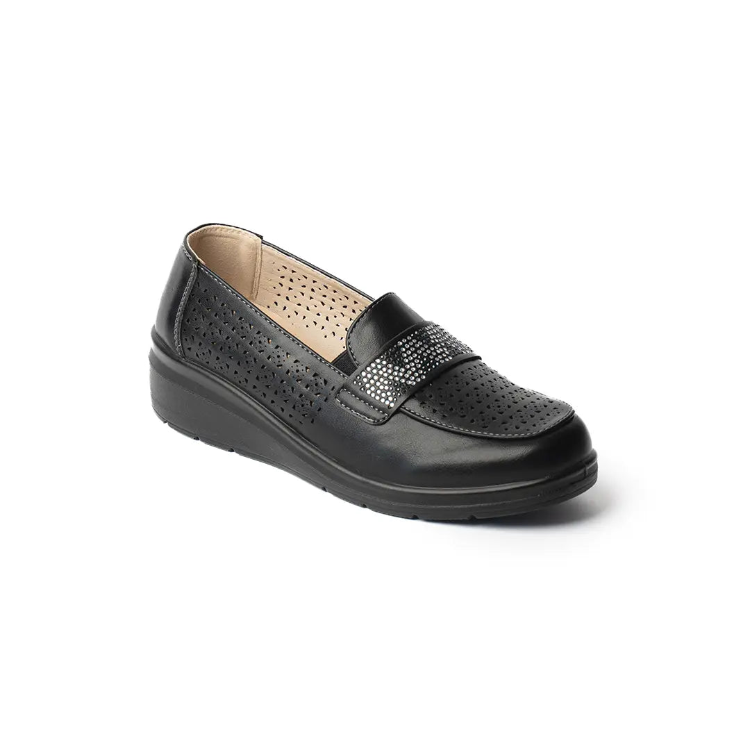 Mocassino Traspirante Zeppa Alta Nere JADE