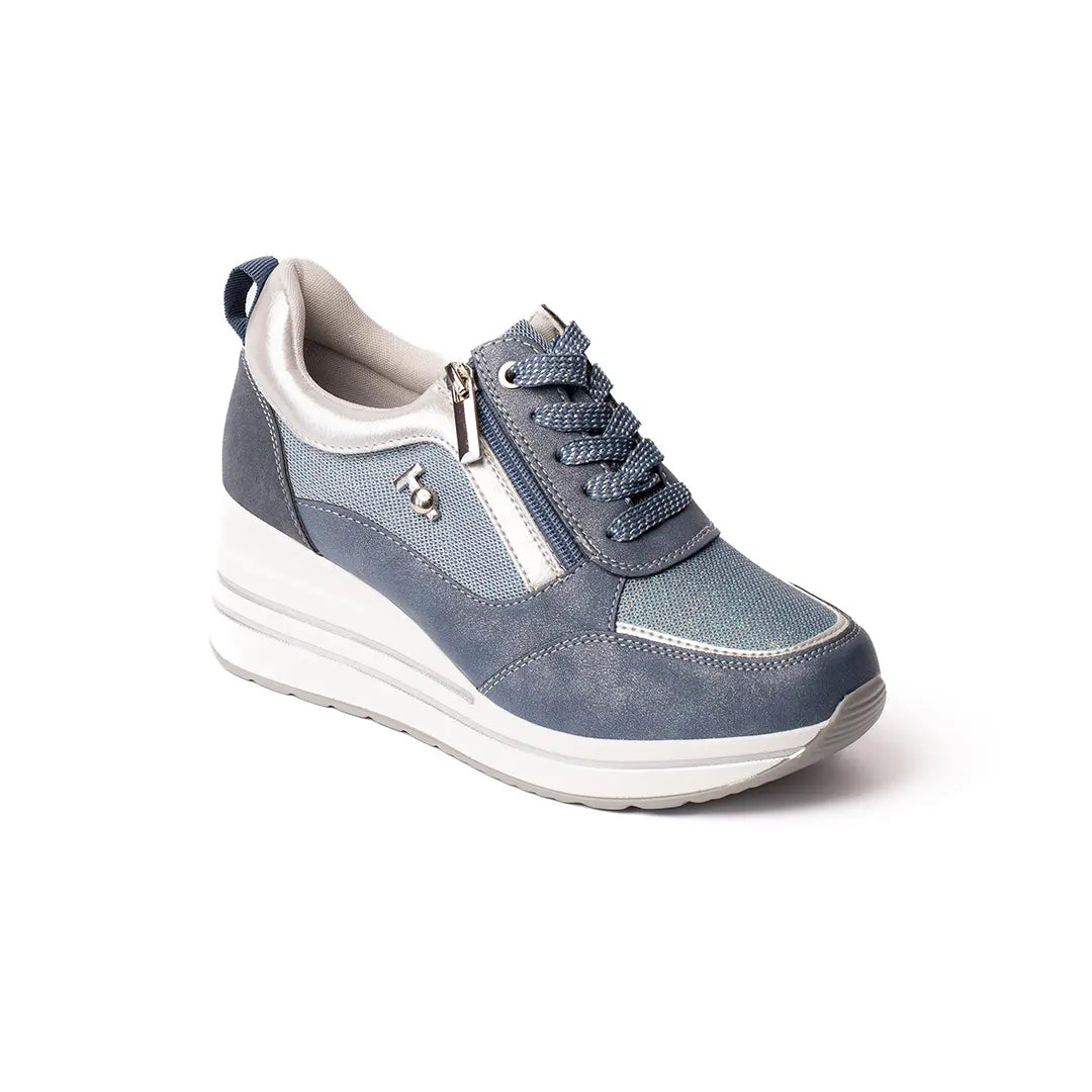 Sneakers Zeppa Alta Azzurre ROSE