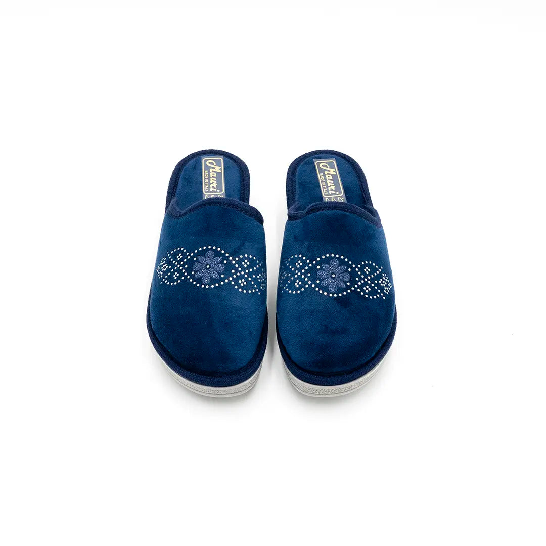 Pantofole Foderate Zeppa Alta Blu Navy ERYS