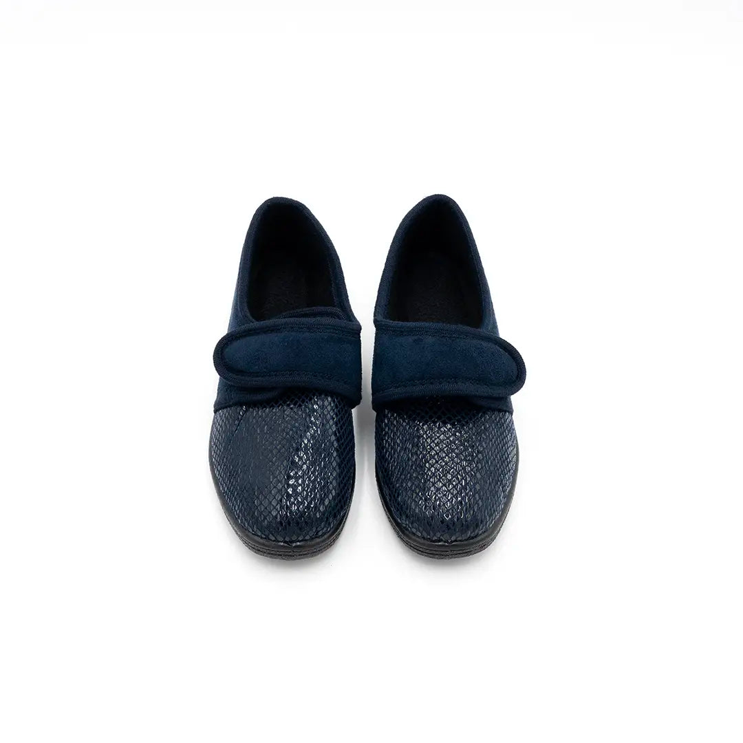 Scarpette Punta Pitonata Con Strappo Blu LISA