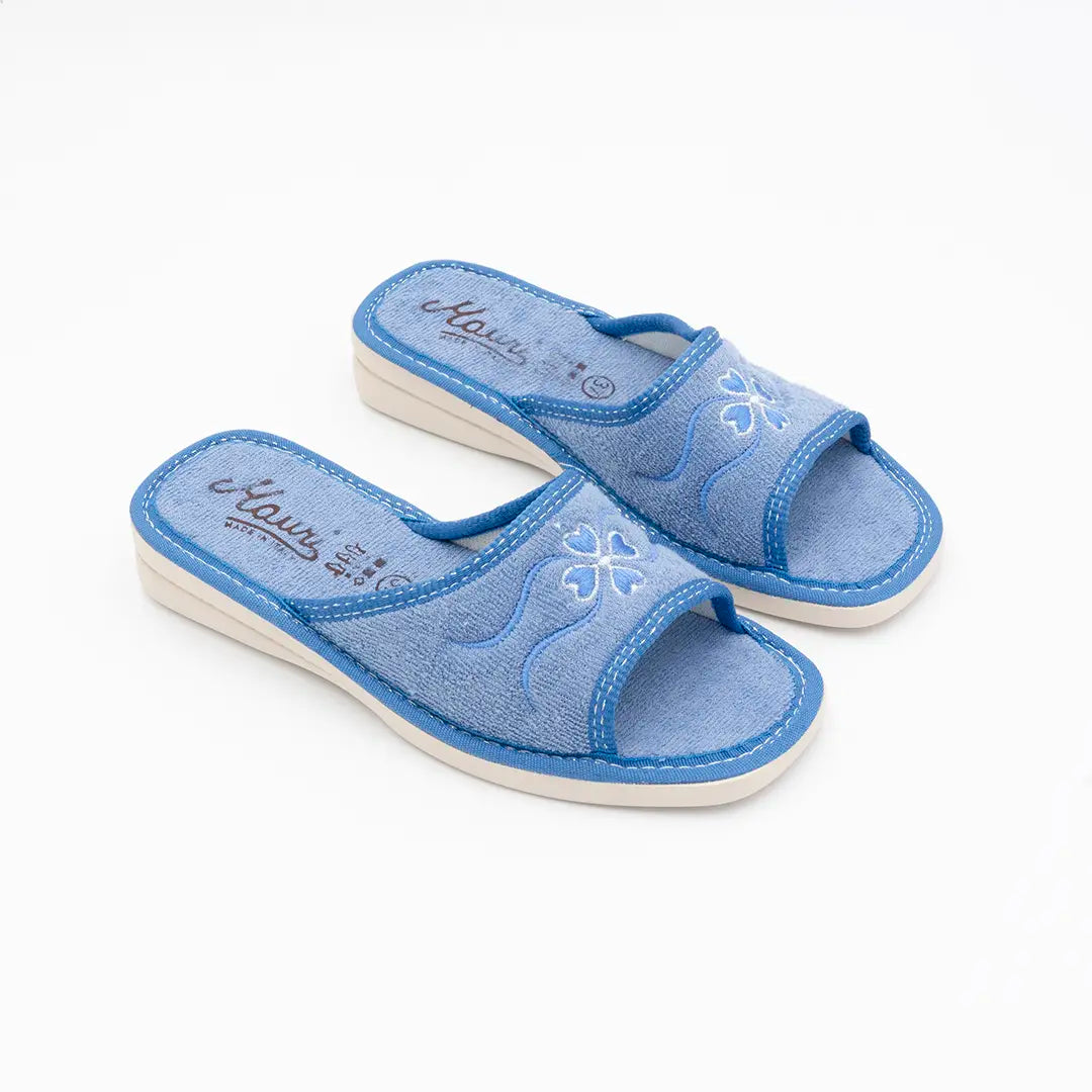 Ciabatte In Cotone (Spugna) Azzurre AVA