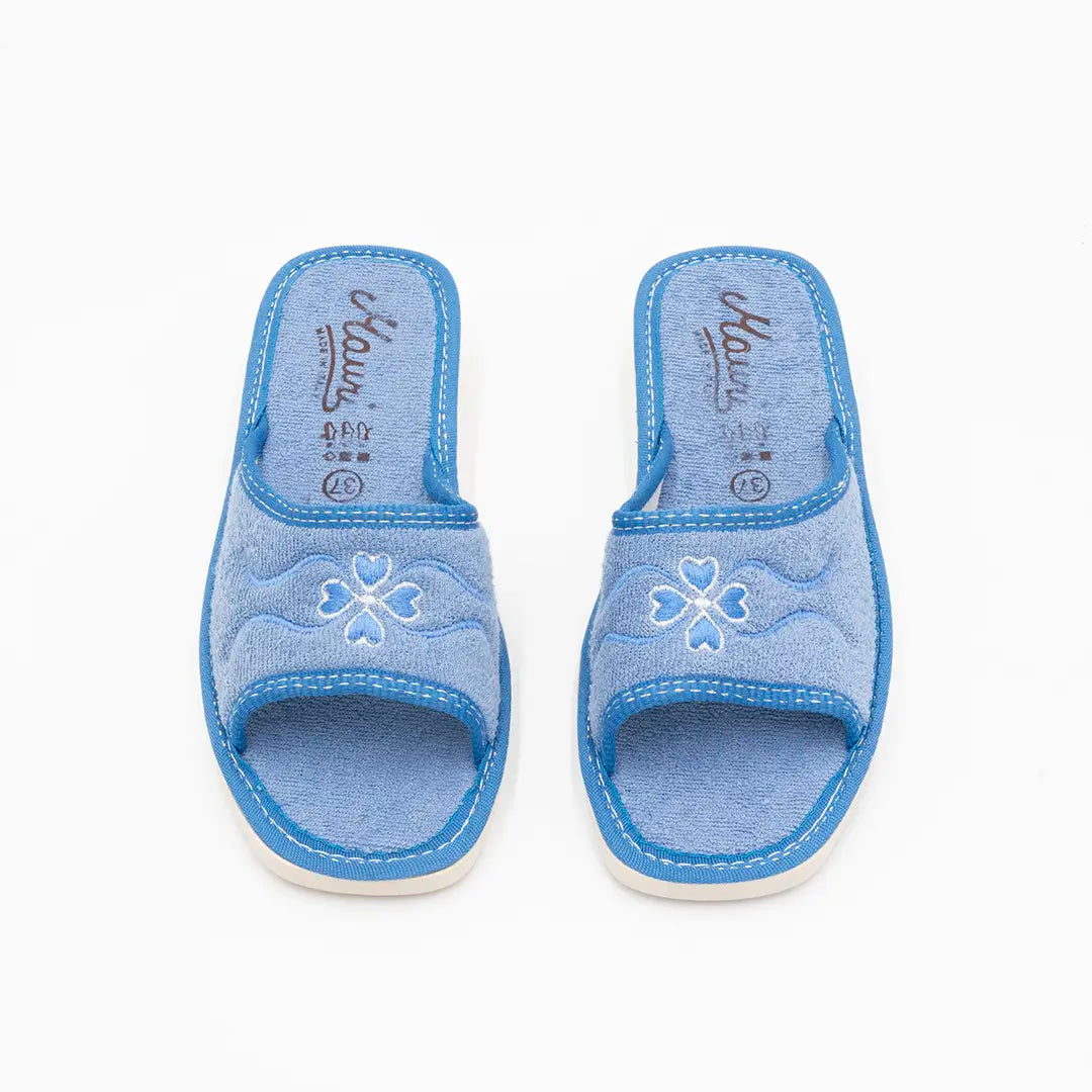 Ciabatte In Cotone (Spugna) Azzurre AVA