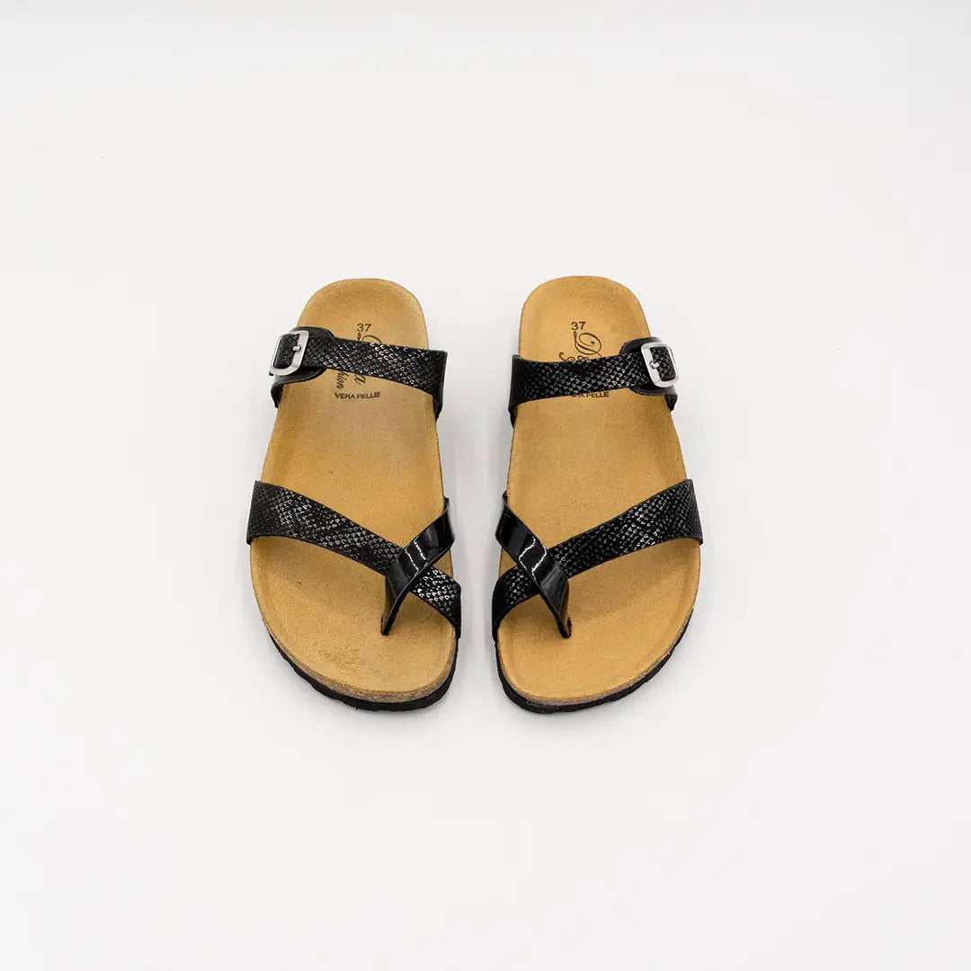 Ciabatte Fascia Infradito Nere LEILA