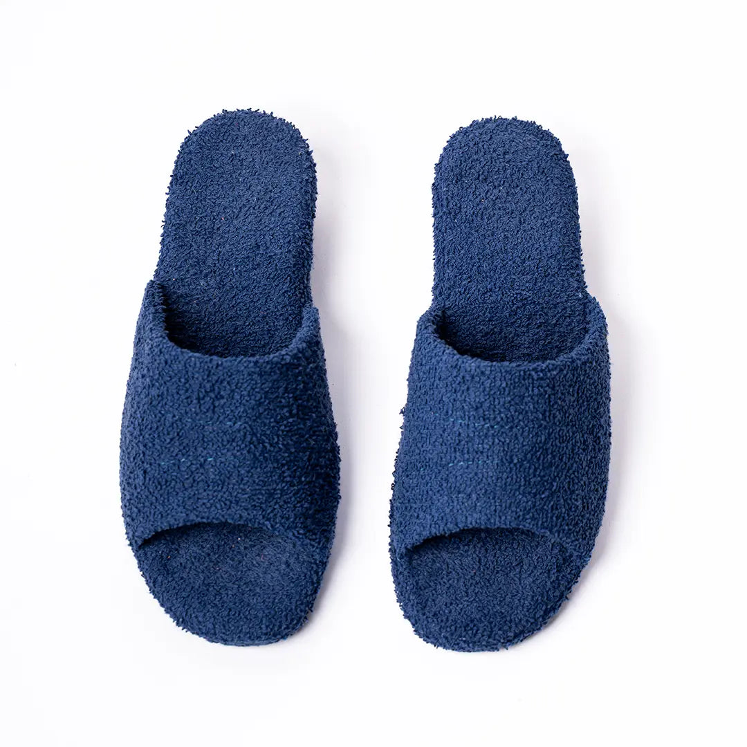 Ciabatte Alte In Cotone (Spugna) Blu BETTY