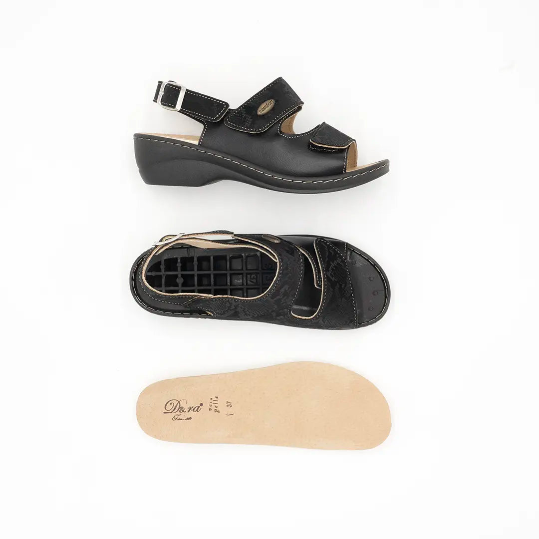 Sandali Estraibili Con Doppio Strappo e Cinturino Neri BOA2