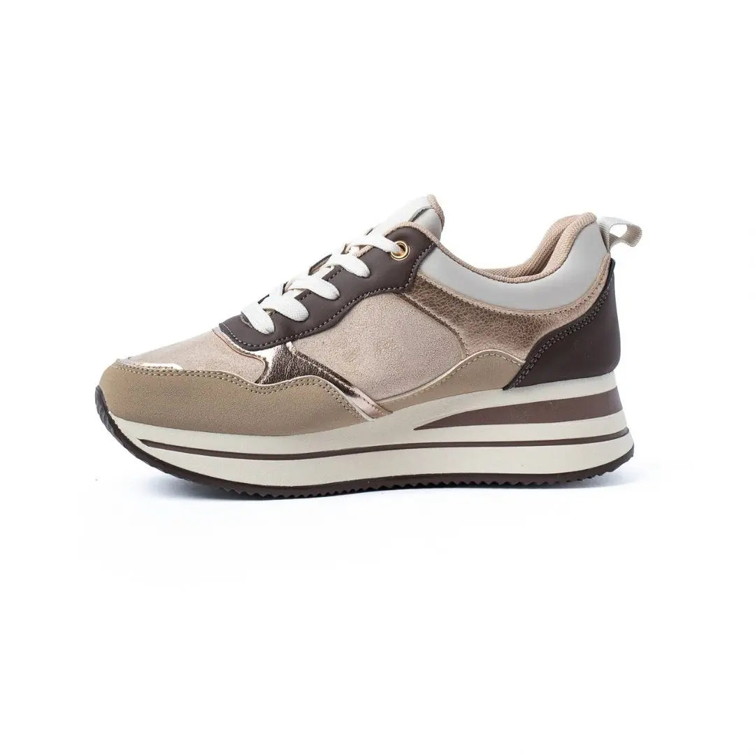 Sneakers Con Platform Beige ELSA