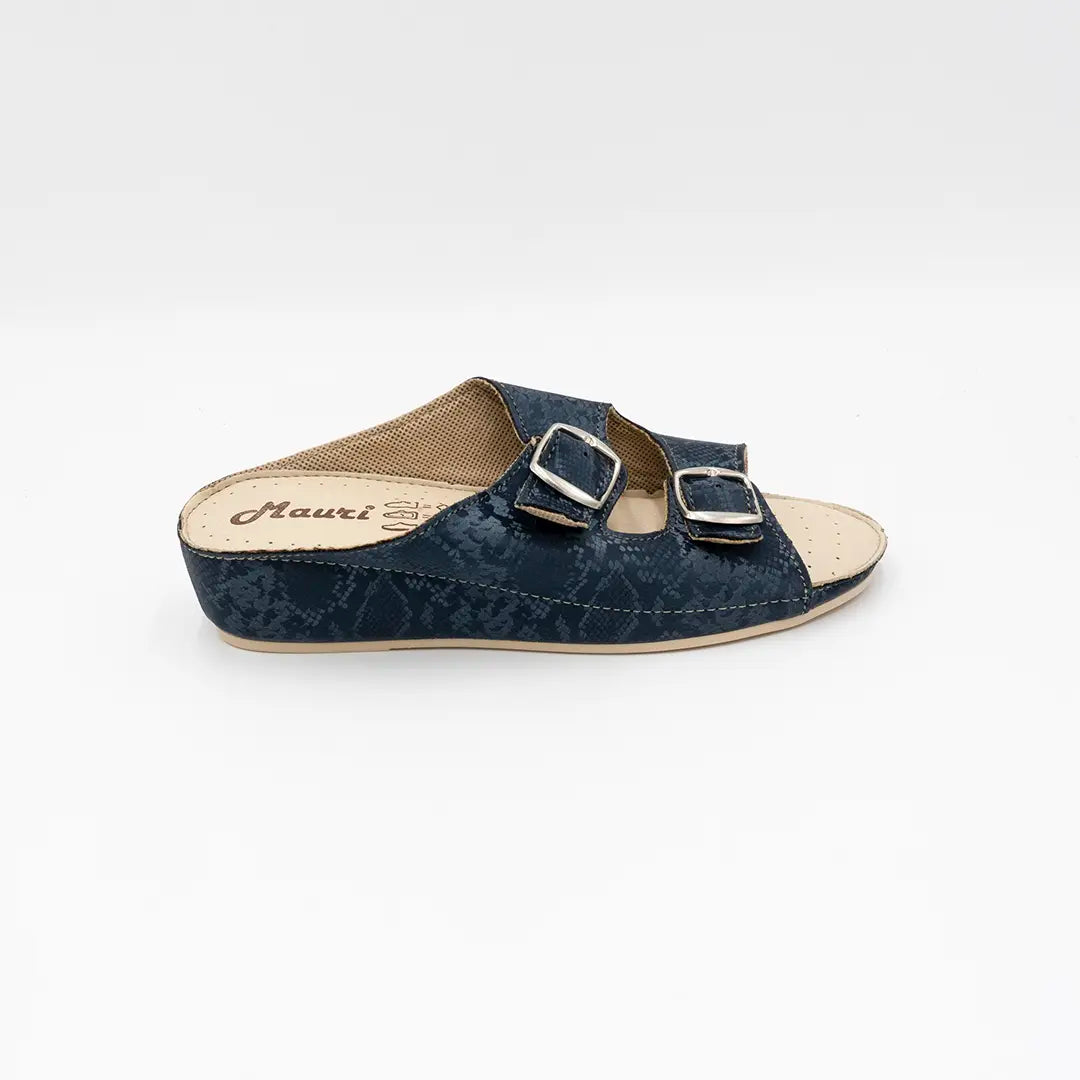 Ciabatte Con Doppia Fibbia Blu MARIA