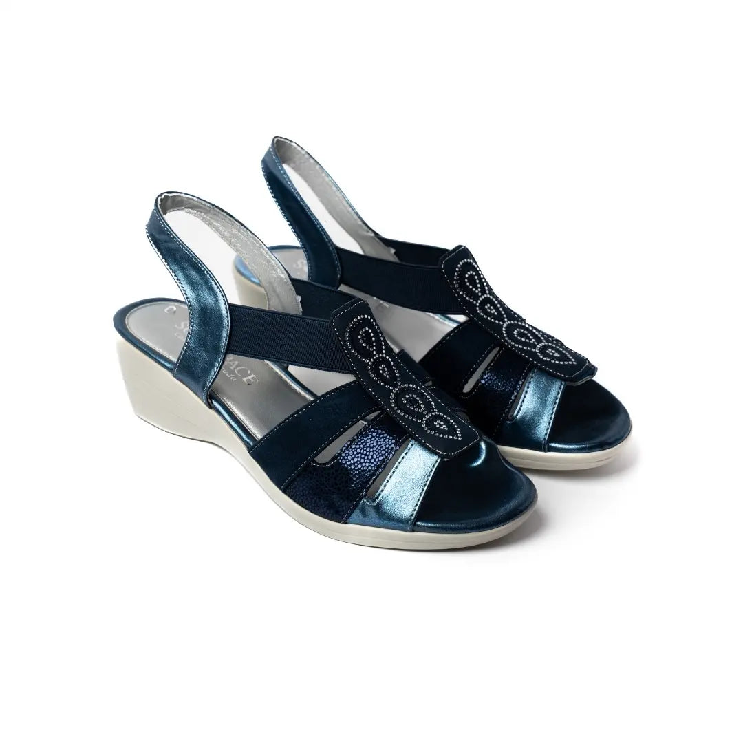 Sandali Con Fascia Elastica Blu ARLES