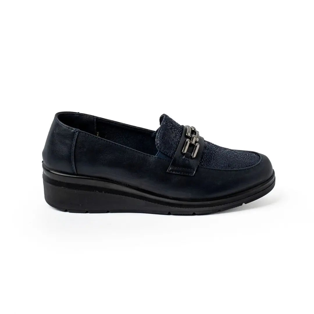 Mocassini Con Zeppa Blu CLARA