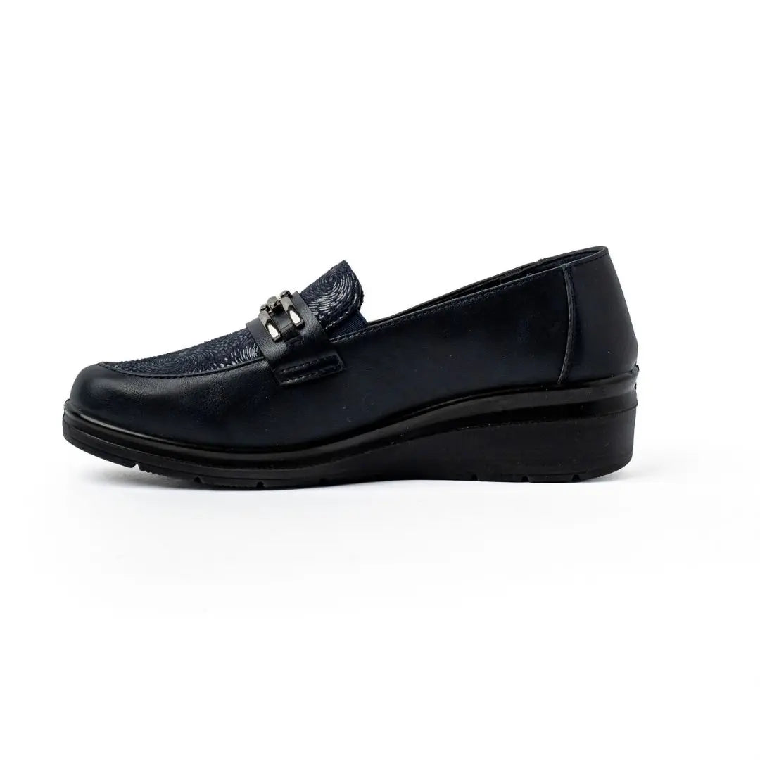 Mocassini Con Zeppa Blu CLARA