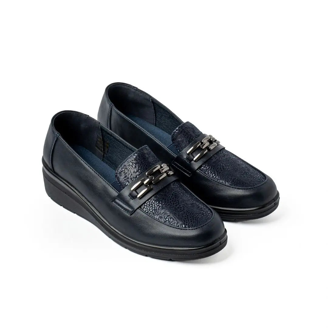 Mocassini Con Zeppa Blu CLARA