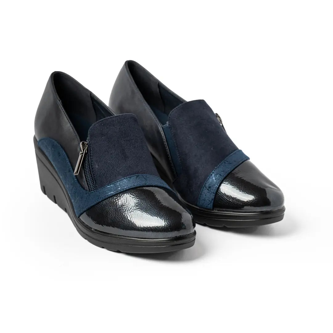 Scarpe Con Zeppa E Zip Blu GRETA