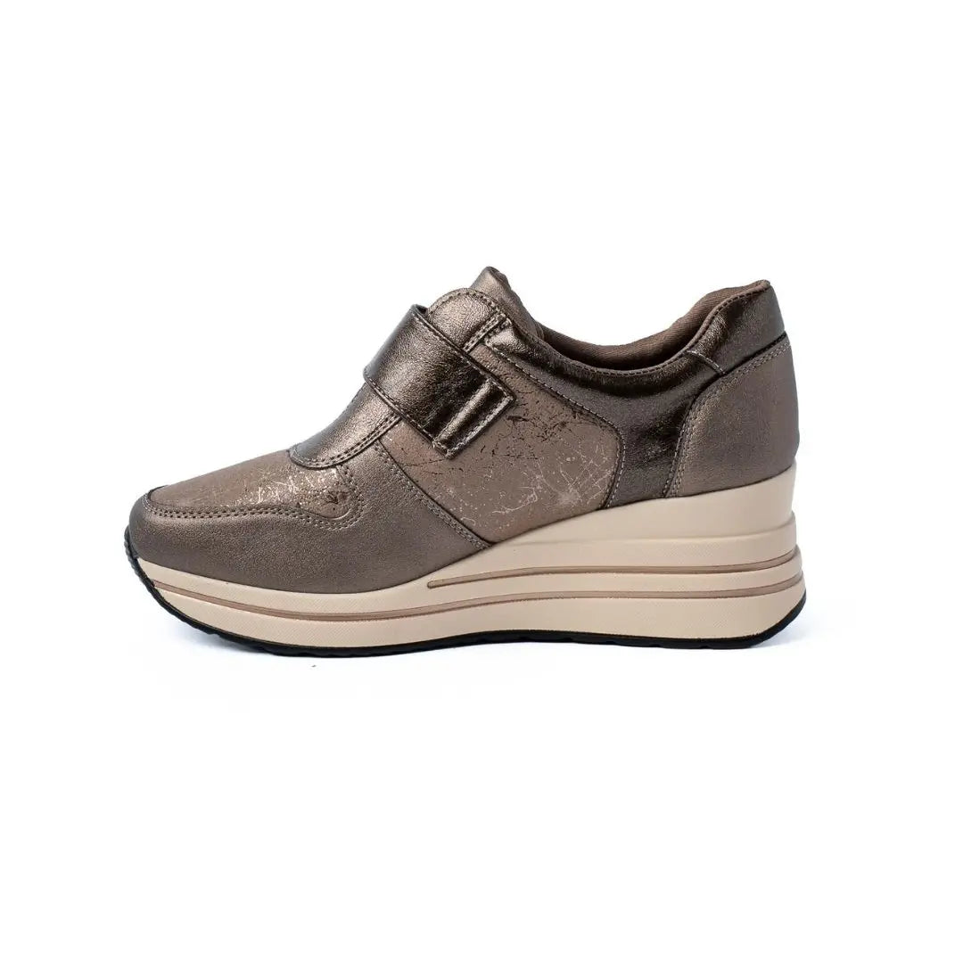 Sneakers Zeppa Alta Con Strappo Beige NORA Winter